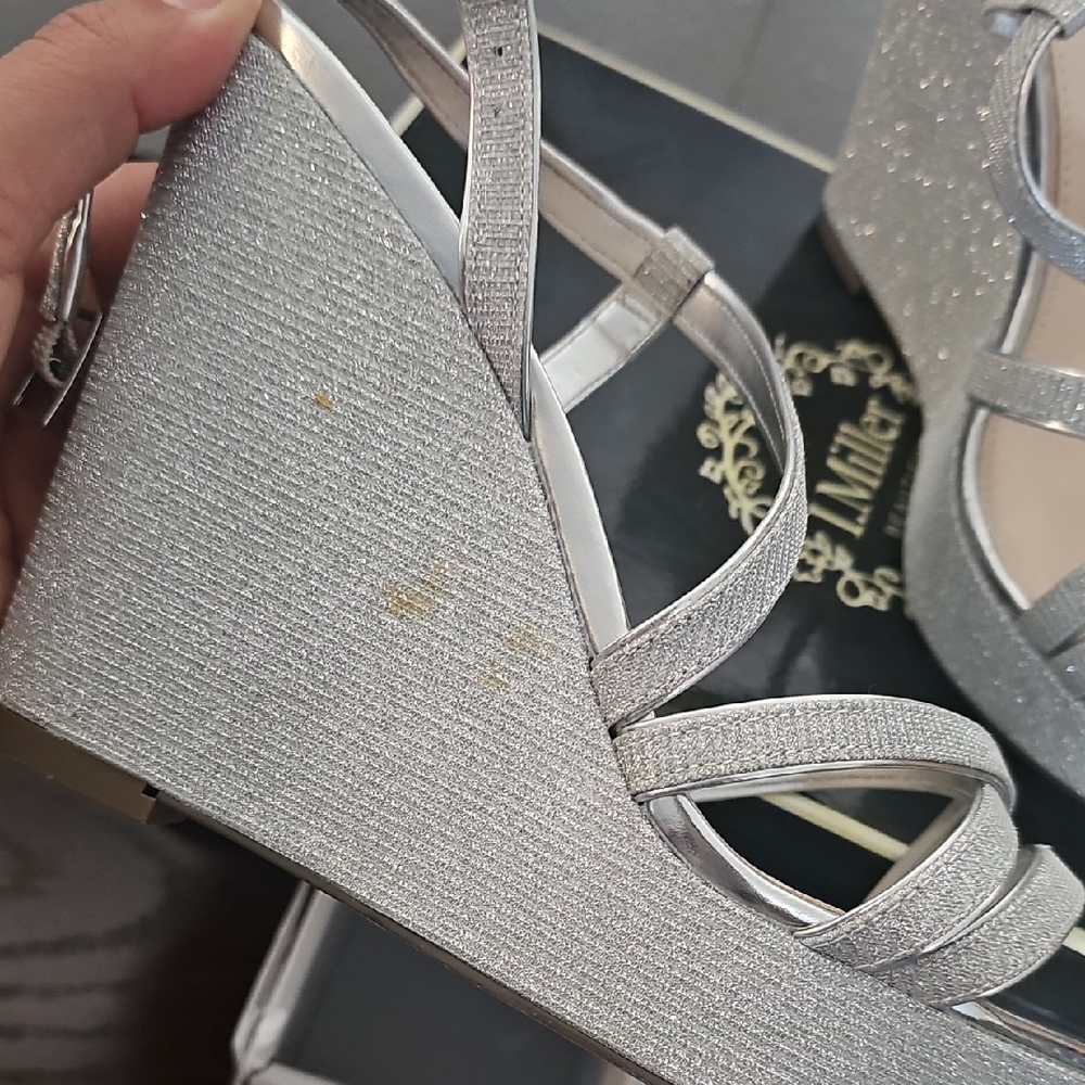 Shimmering Silver Platform Sandals - image 8